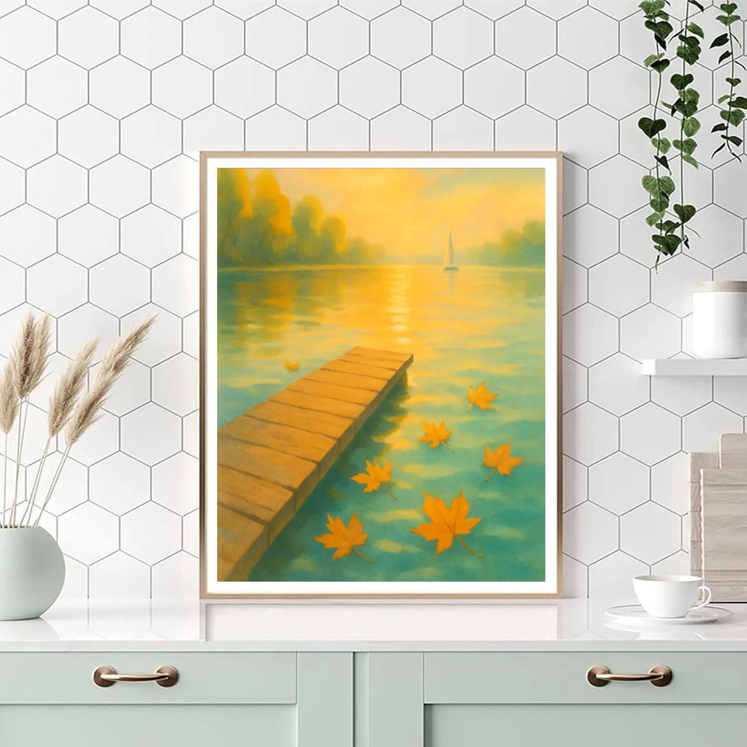 Sunlit Dock And Floating Leaves Painting by numbers kit