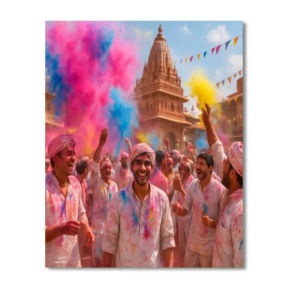 Colorful Indian Holi Festival Numbered painting kits