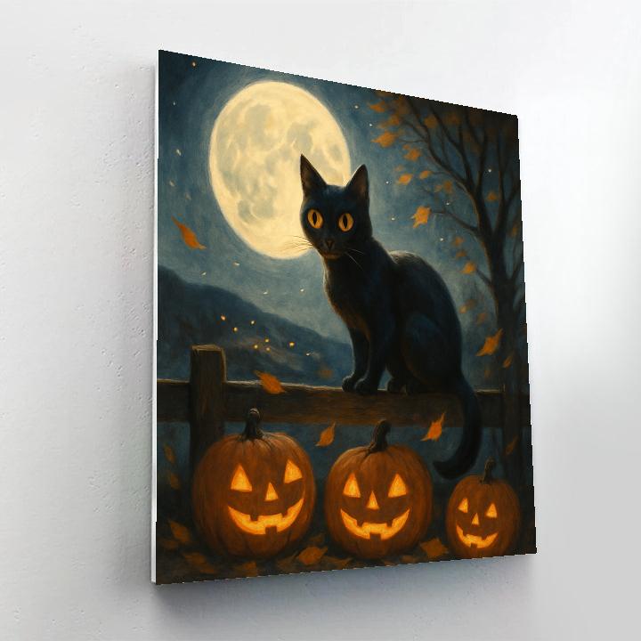 Black Cat Moonlight Watch Paint by numbers art