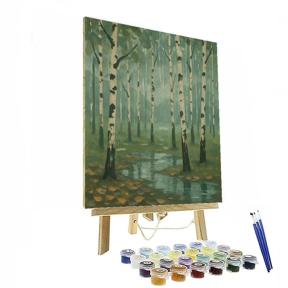 Birch Grove In Silver Rain Paint by numbers kits