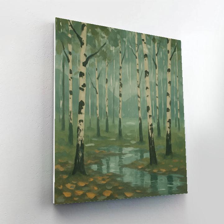 Birch Grove In Silver Rain Paint by numbers kits