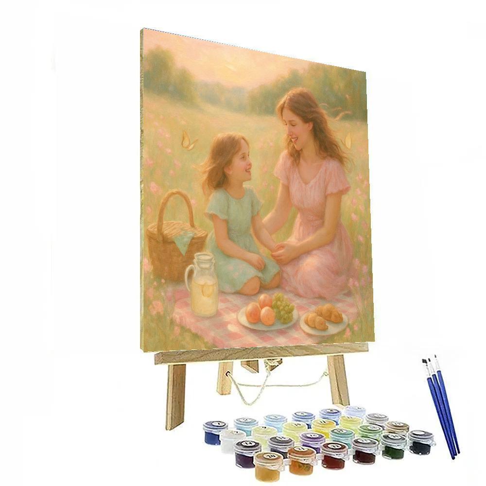 Picnic In The Meadow With Mother And Child Paint by numbers art