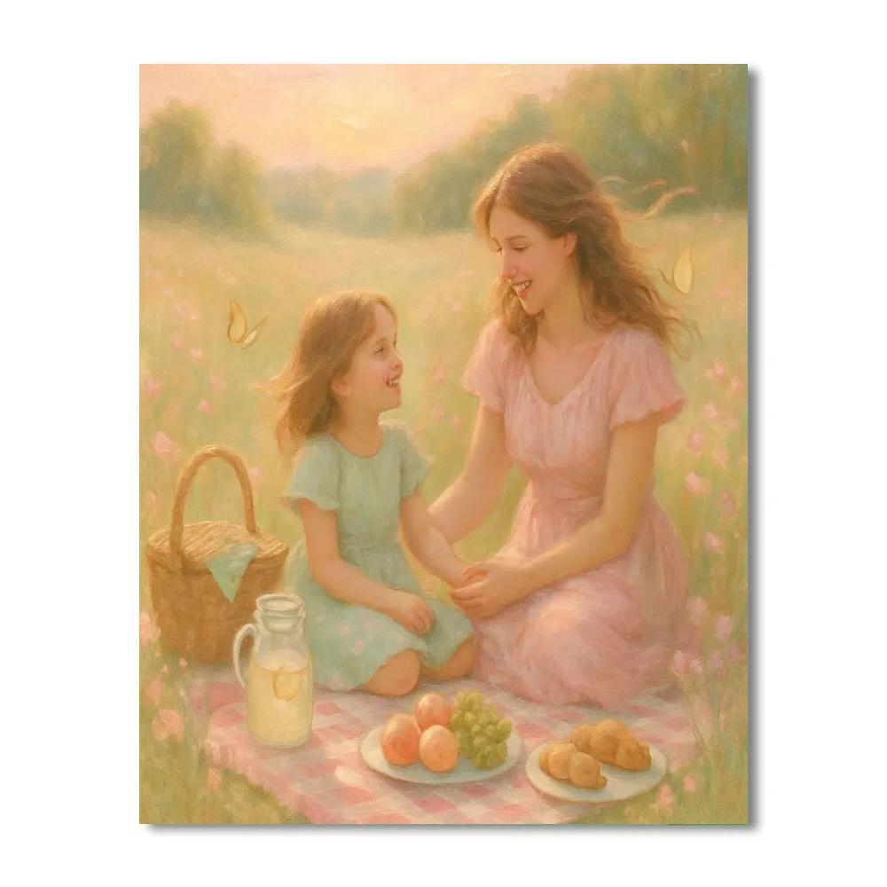 Picnic In The Meadow With Mother And Child Paint by numbers art