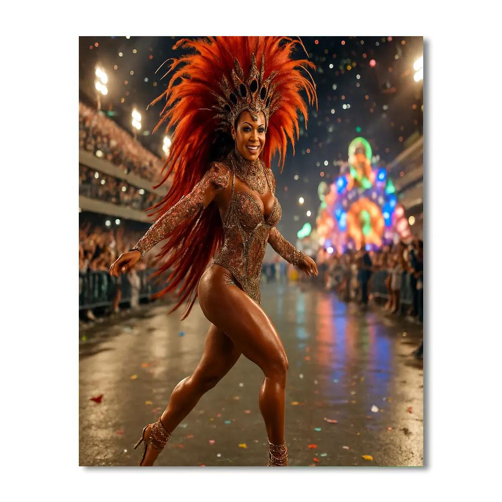 Traditional Rio Carnival Samba Dancer Number painting