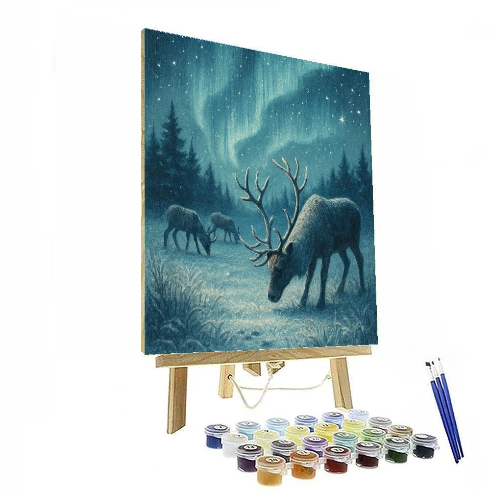 Midnight Reindeer Meadow Paint by numbers art