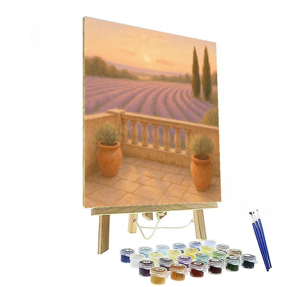 Sunlit Terrace Over Lavender Fields DIY paint by numbers
