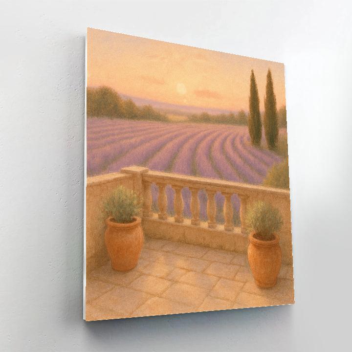 Sunlit Terrace Over Lavender Fields DIY paint by numbers