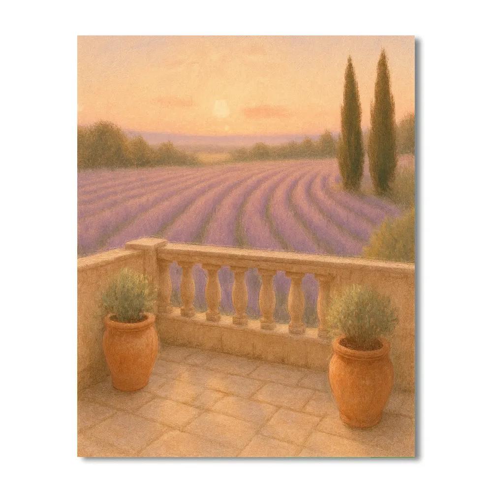 Sunlit Terrace Over Lavender Fields DIY paint by numbers