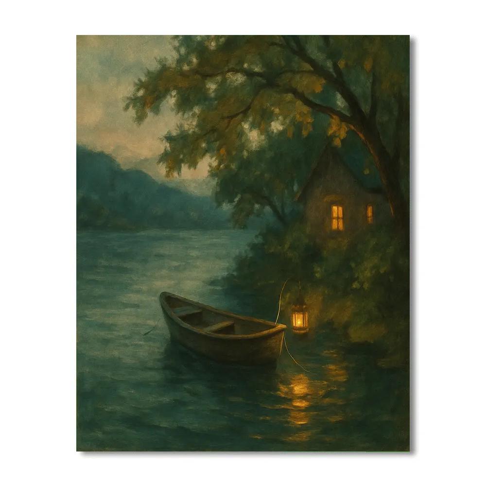 Hidden Cove With Lantern Glow Numbered painting kits