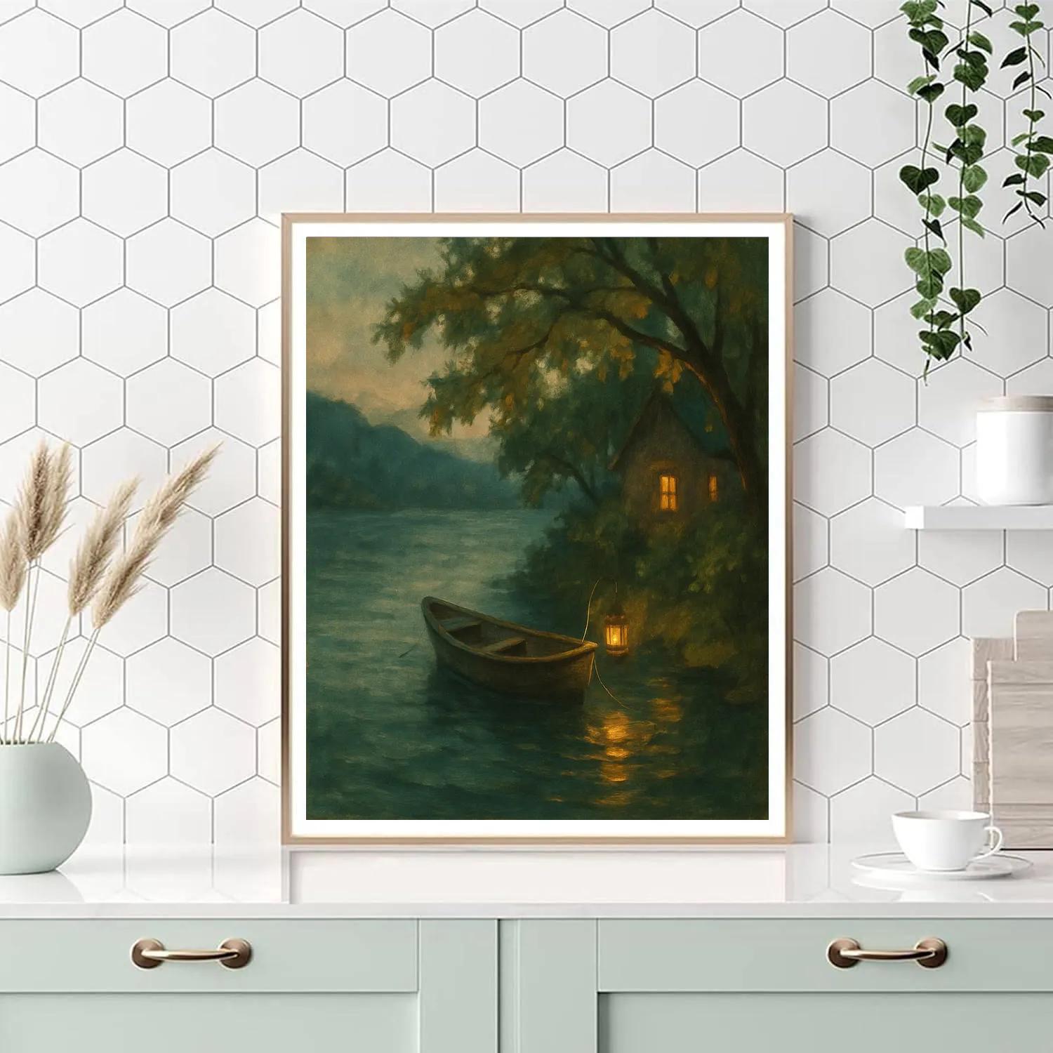Hidden Cove With Lantern Glow Numbered painting kits