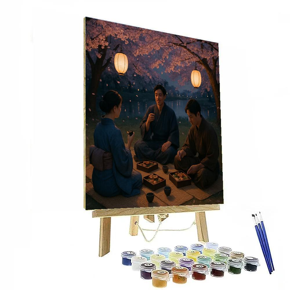 Japanese Cherry Blossom Hanami Gathering Paint by numbers art