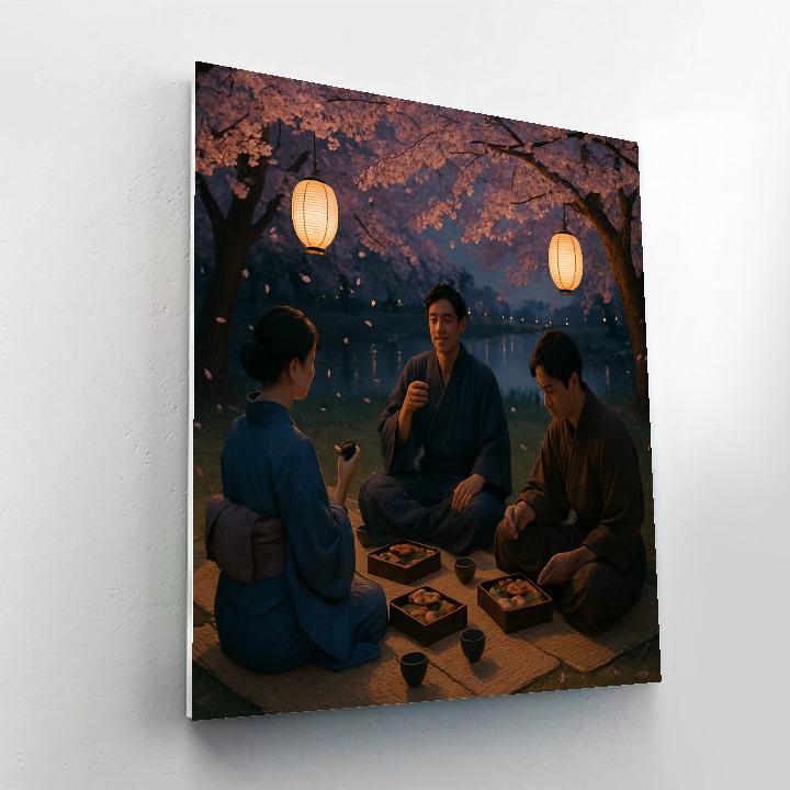 Japanese Cherry Blossom Hanami Gathering Paint by numbers art