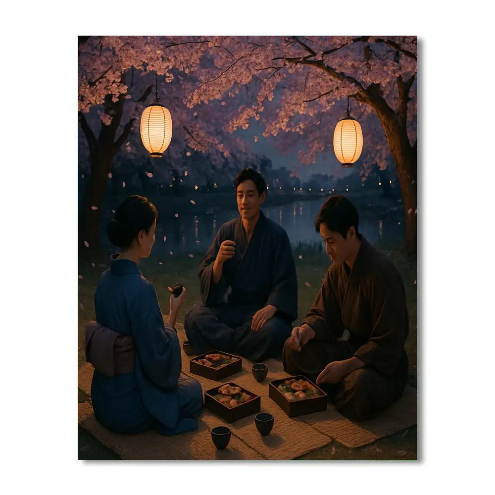 Japanese Cherry Blossom Hanami Gathering Paint by numbers art