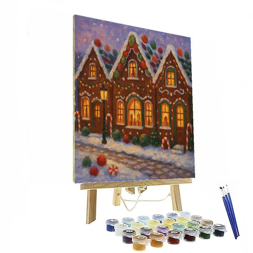 Gingerbread Lane At Dusk Number painting