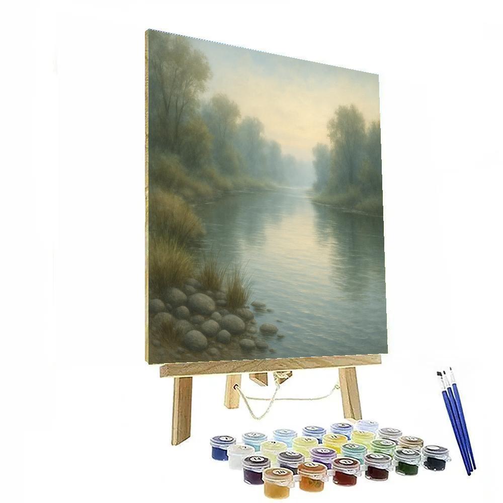 Misty Riverview At Dawn paint by number