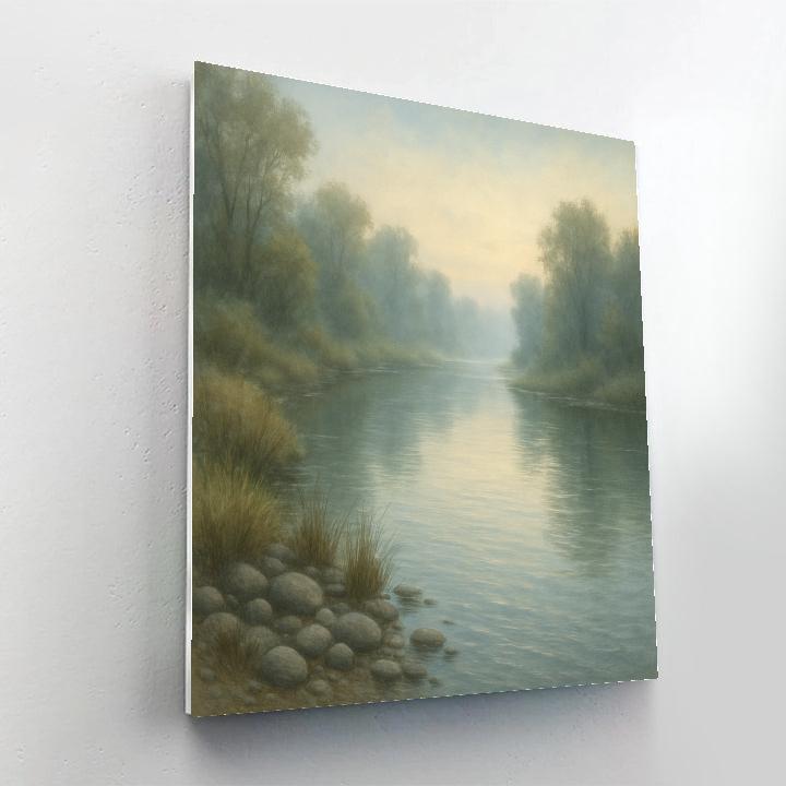 Misty Riverview At Dawn paint by number