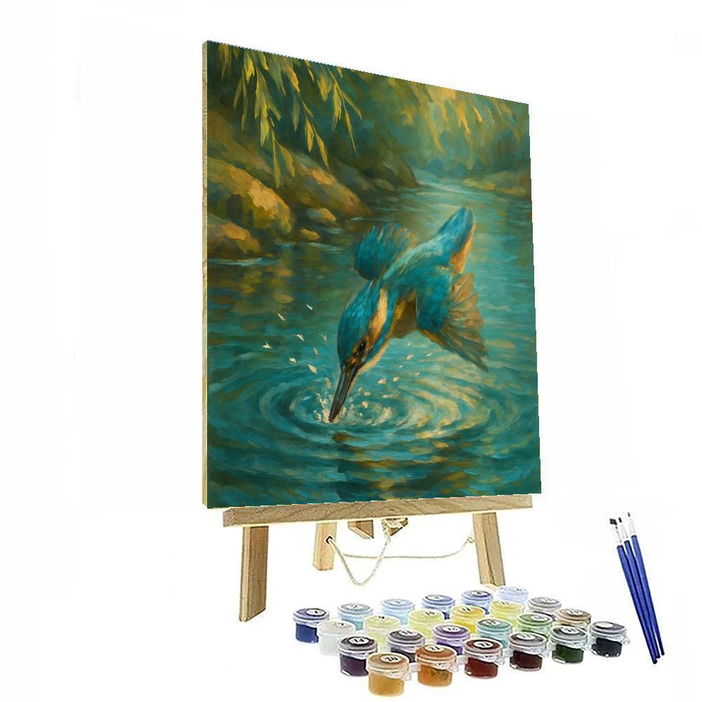 Kingfisher Dive In River Light paint by numbers