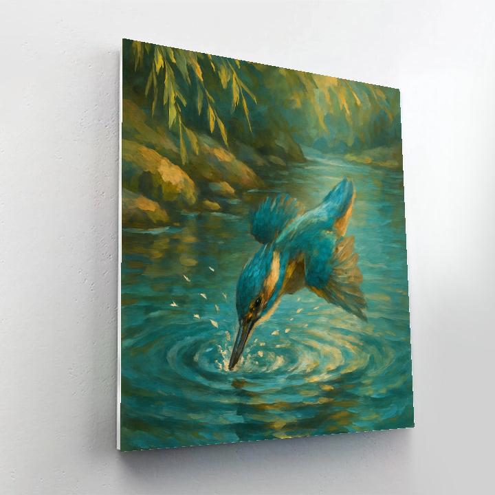 Kingfisher Dive In River Light paint by numbers
