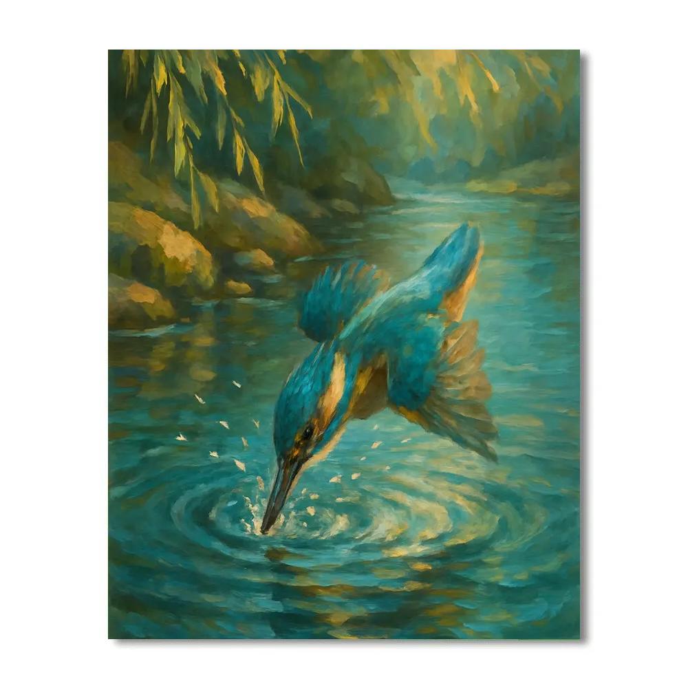 Kingfisher Dive In River Light paint by numbers