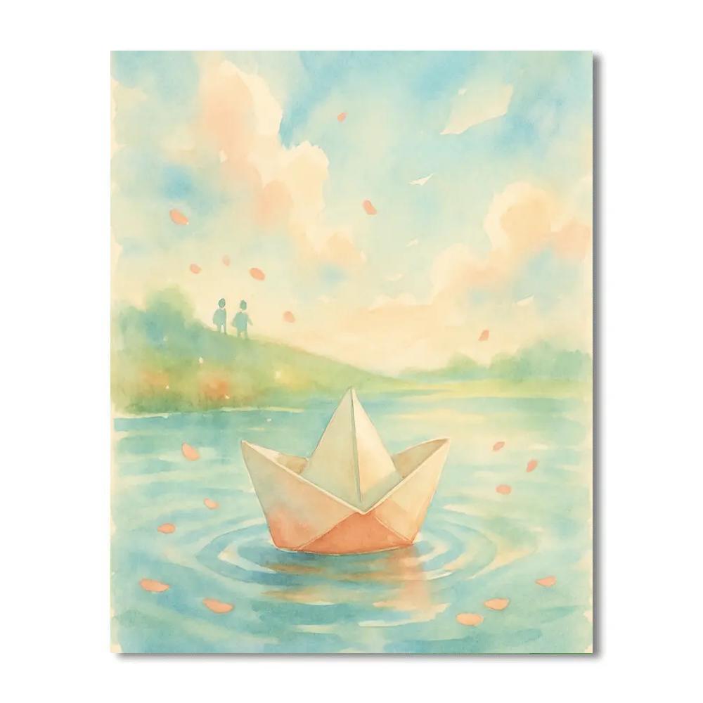 Paper Boat And Summer Sky DIY paint by numbers