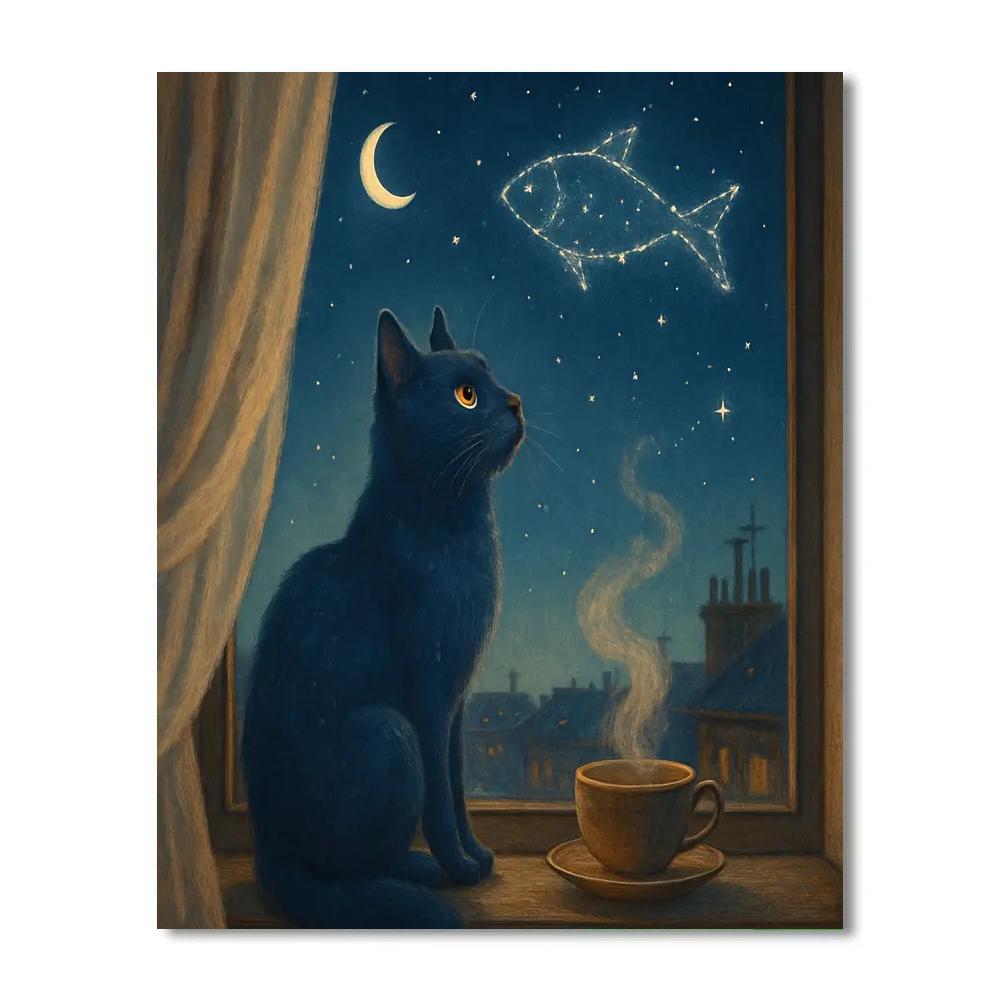 Cat Starwindow Watcher Painting by numbers kit