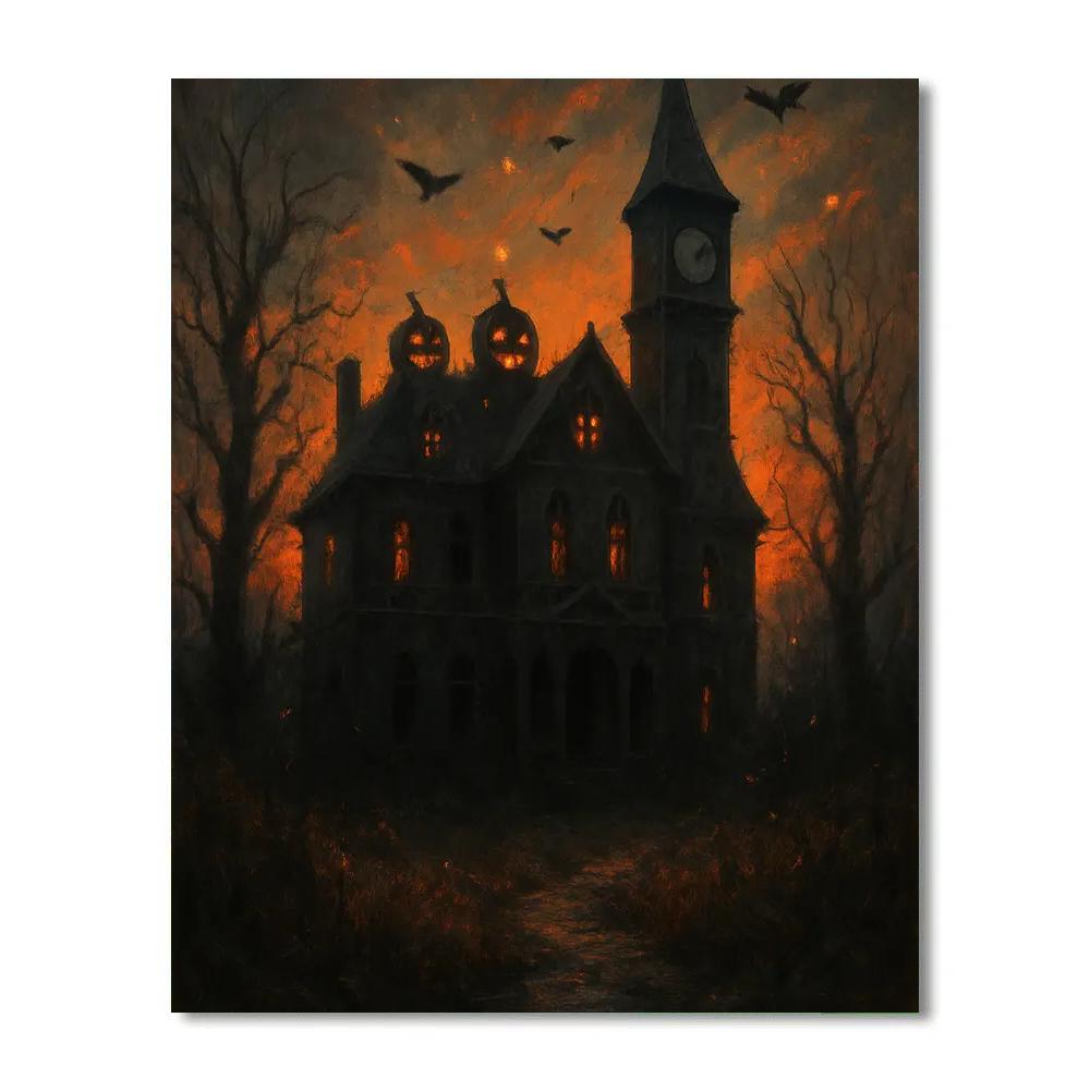 Crumbling Manor On Ember Hill Number painting