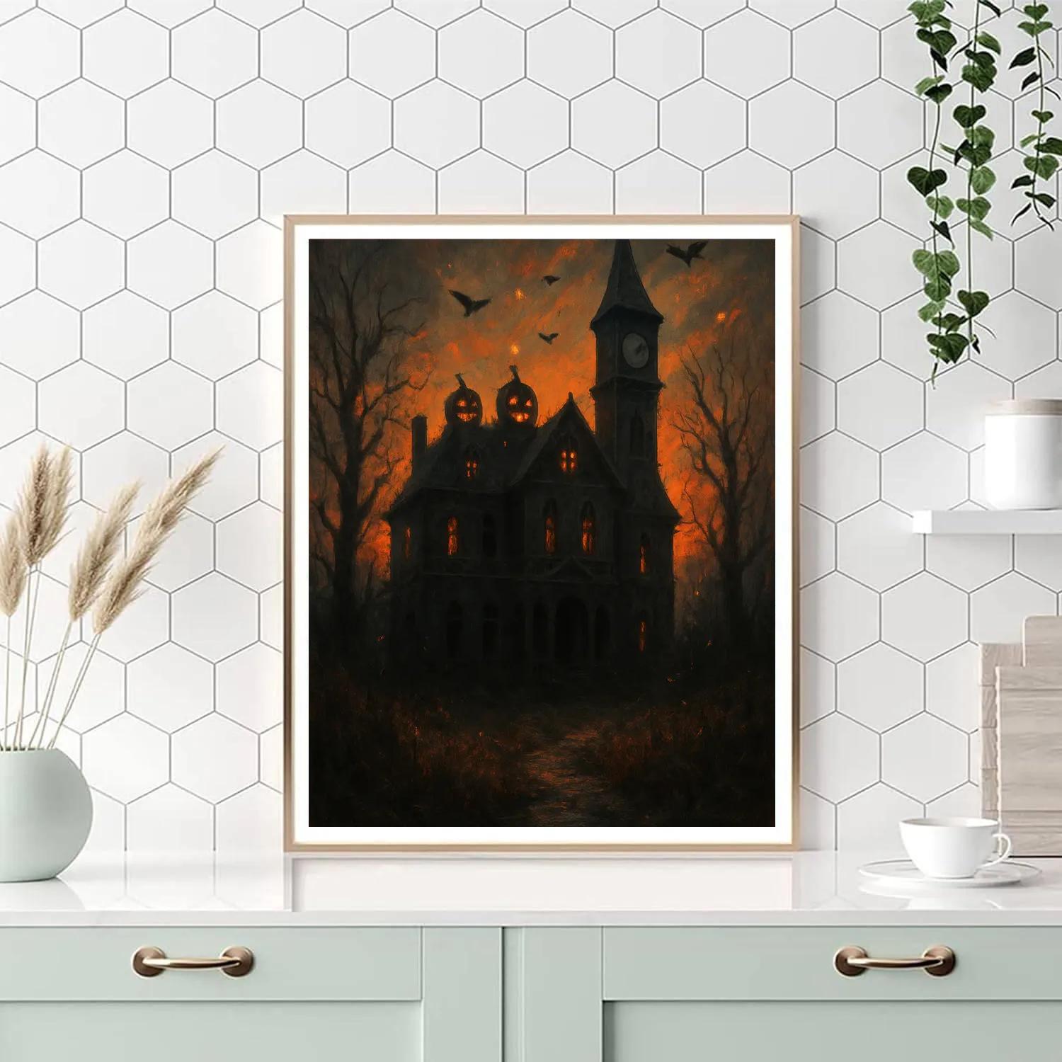 Crumbling Manor On Ember Hill Number painting