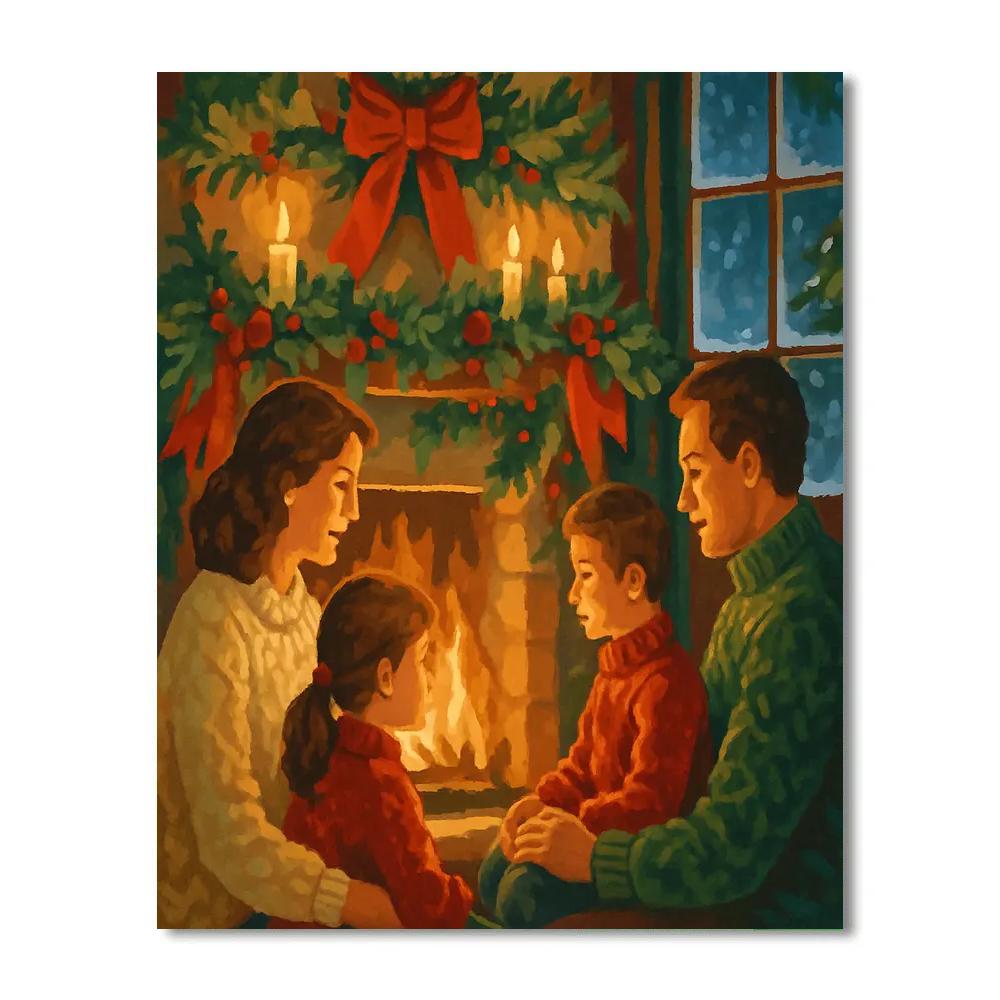 Ribboned Hearth Embrace Paint by numbers art