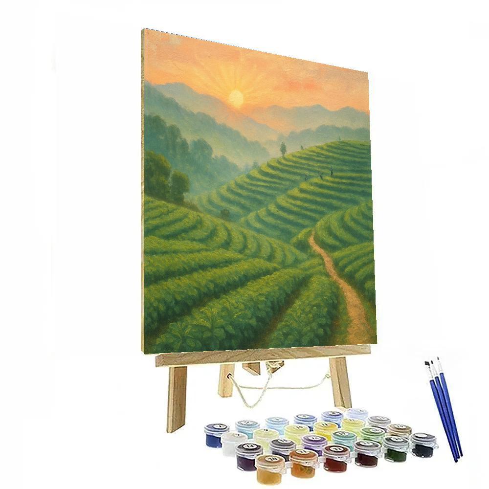 Sunrise Over Rolling Tea Hills paint by numbers