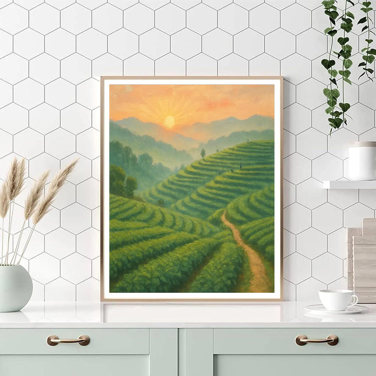 Sunrise Over Rolling Tea Hills paint by numbers