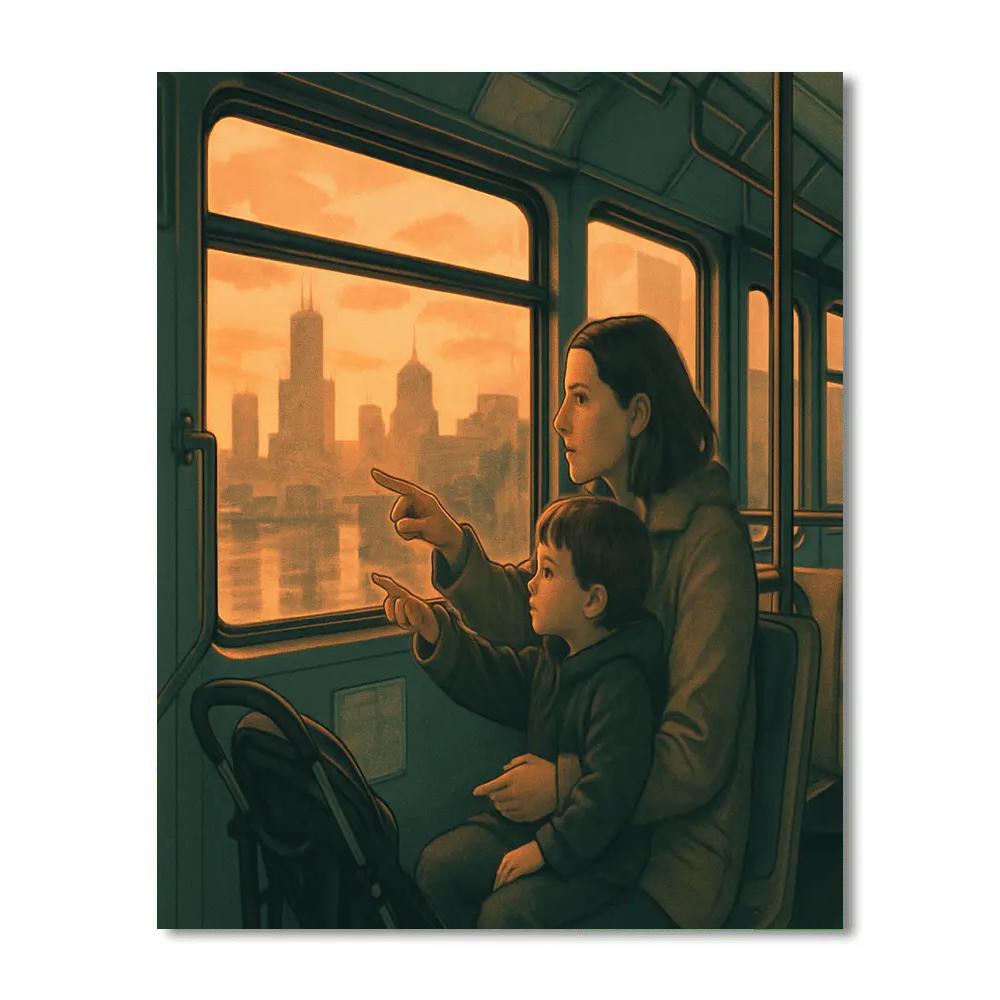 Quiet Bus Ride Mother And Child Window View Paint by numbers art