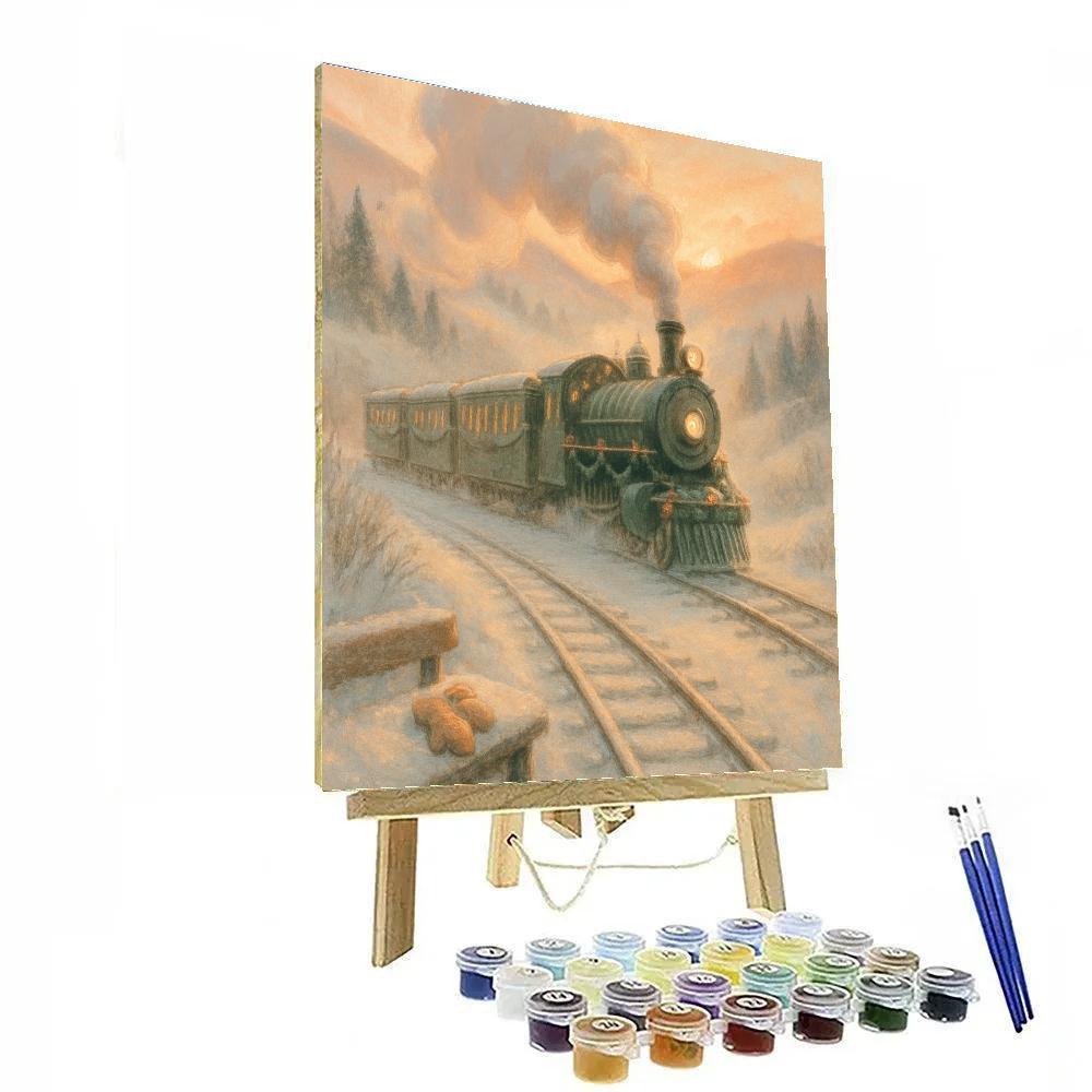 Snowy Train Of Holiday Wishes painting number kit