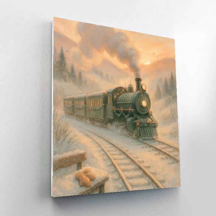 Snowy Train Of Holiday Wishes painting number kit