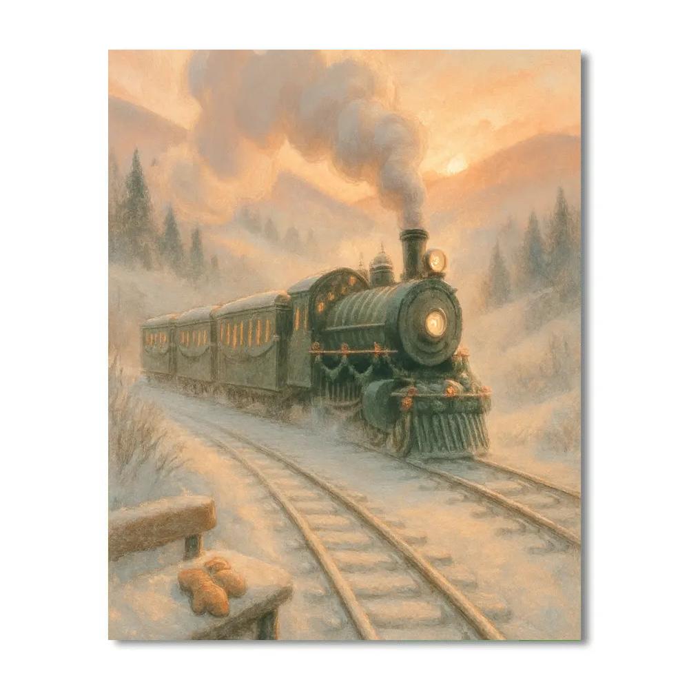 Snowy Train Of Holiday Wishes painting number kit