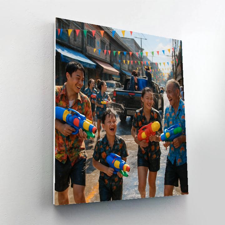 Thailand Songkran Water Festival Fun Number painting