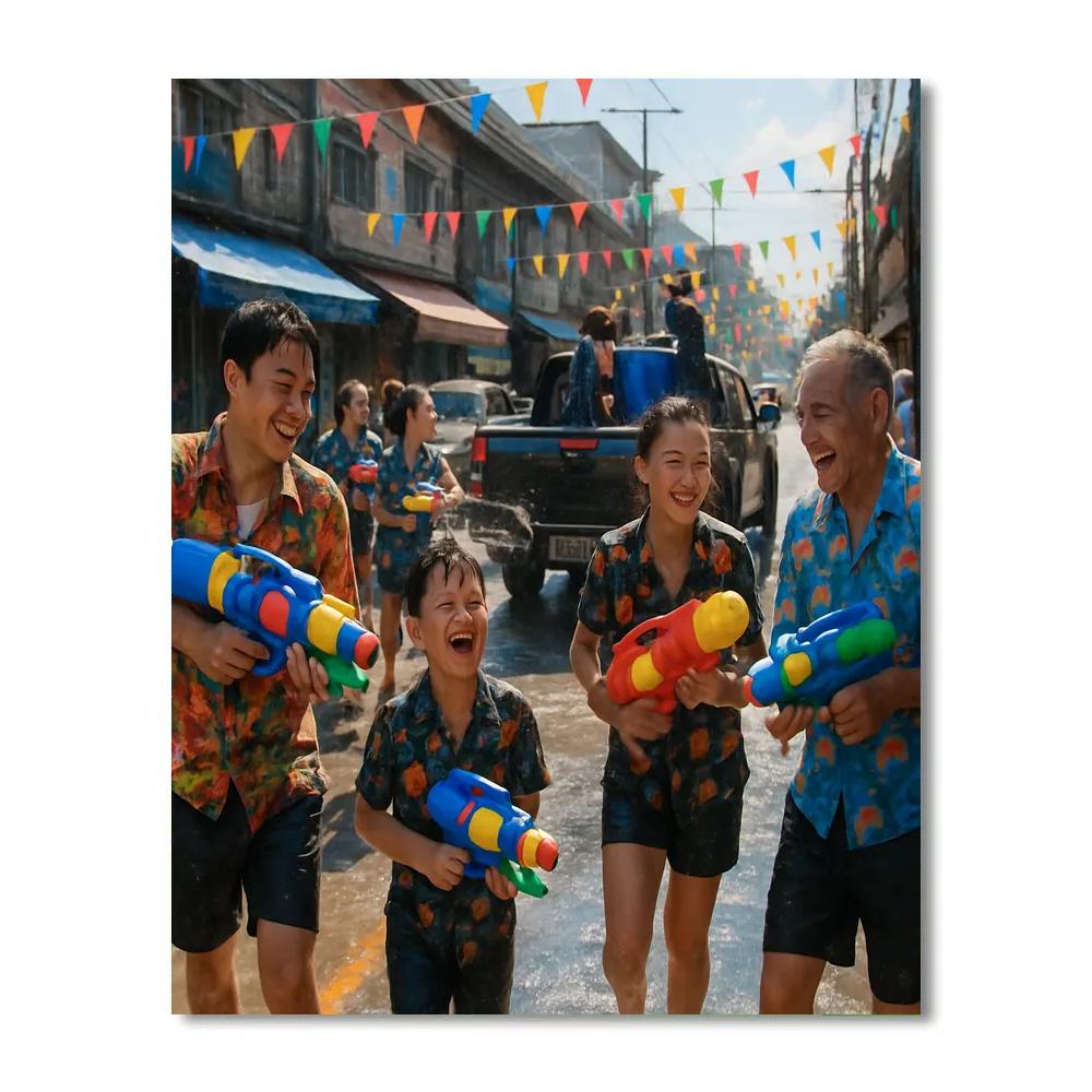 Thailand Songkran Water Festival Fun Number painting