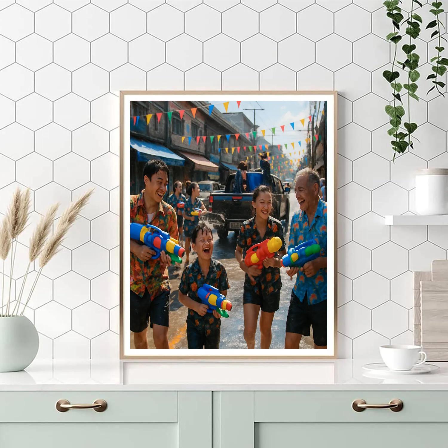 Thailand Songkran Water Festival Fun Number painting
