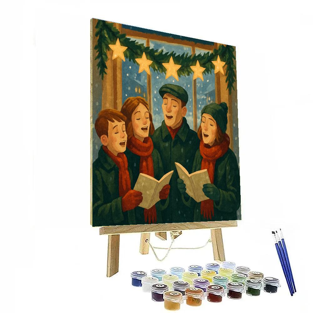 Starry Night Carolers painting number kit