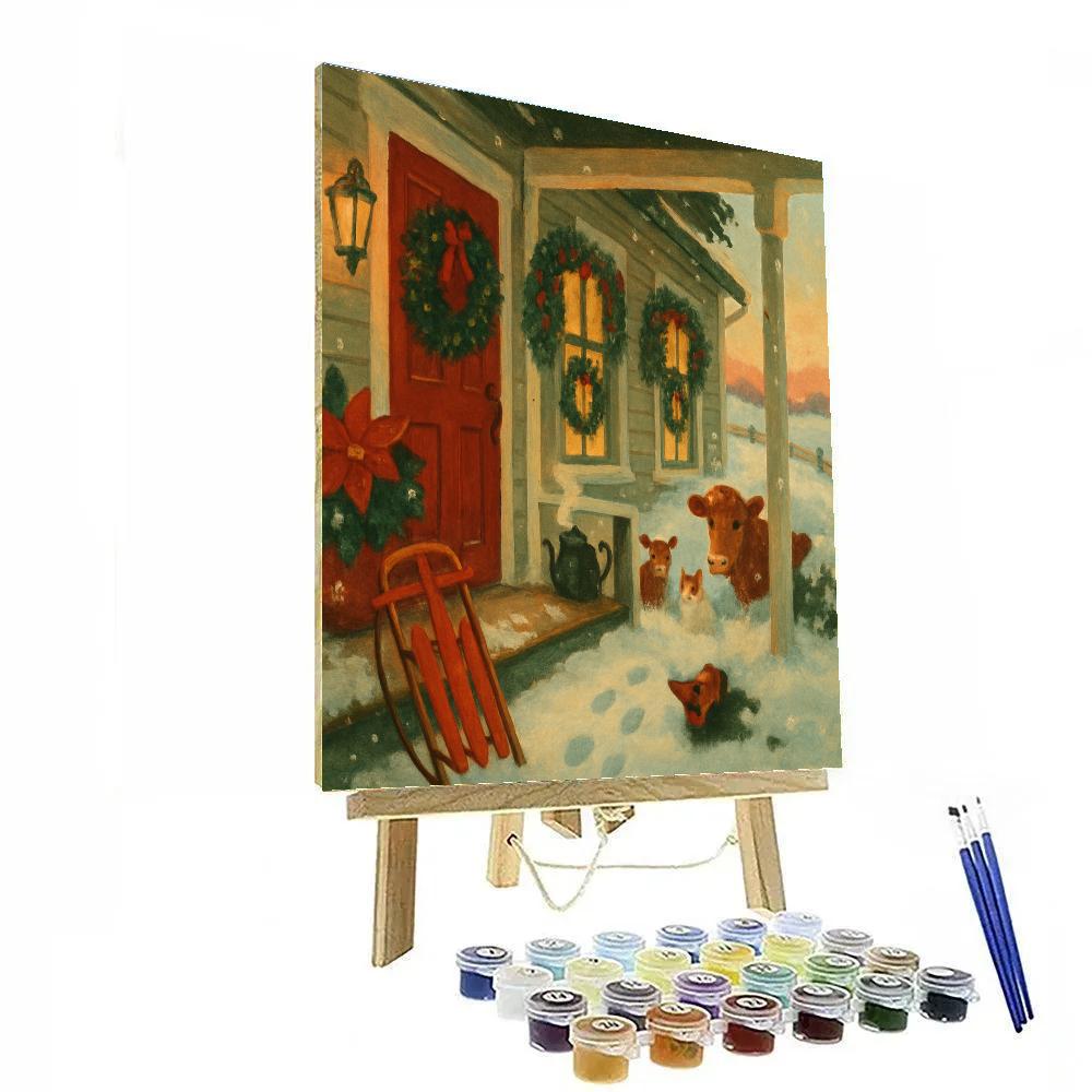 Festive Farmhouse Morning Number painting