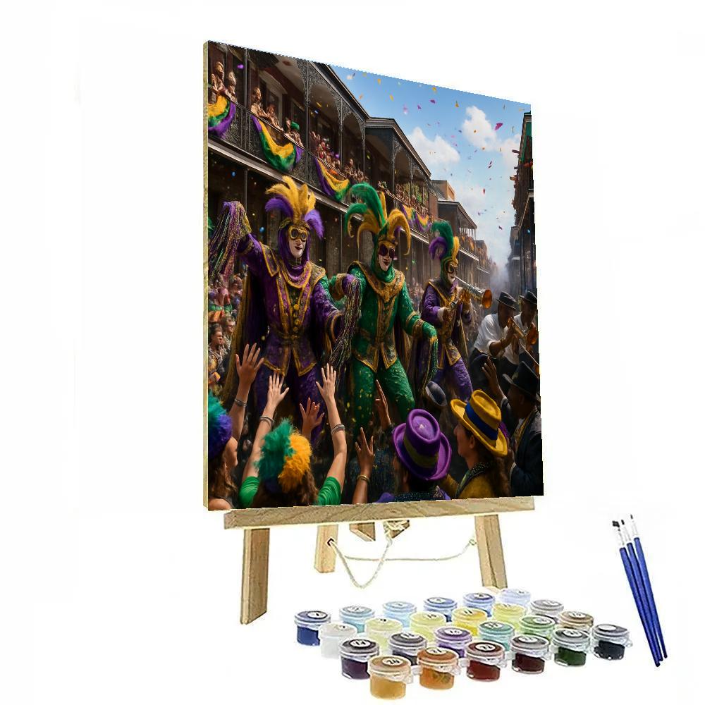 New Orleans Mardi Gras Parade Excitement paint by color