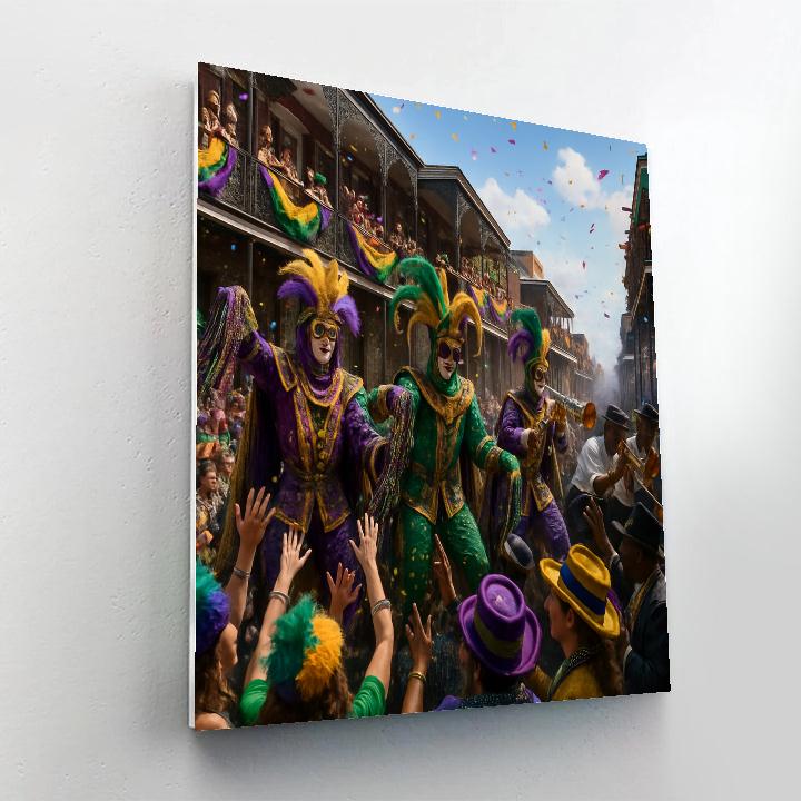 New Orleans Mardi Gras Parade Excitement paint by color