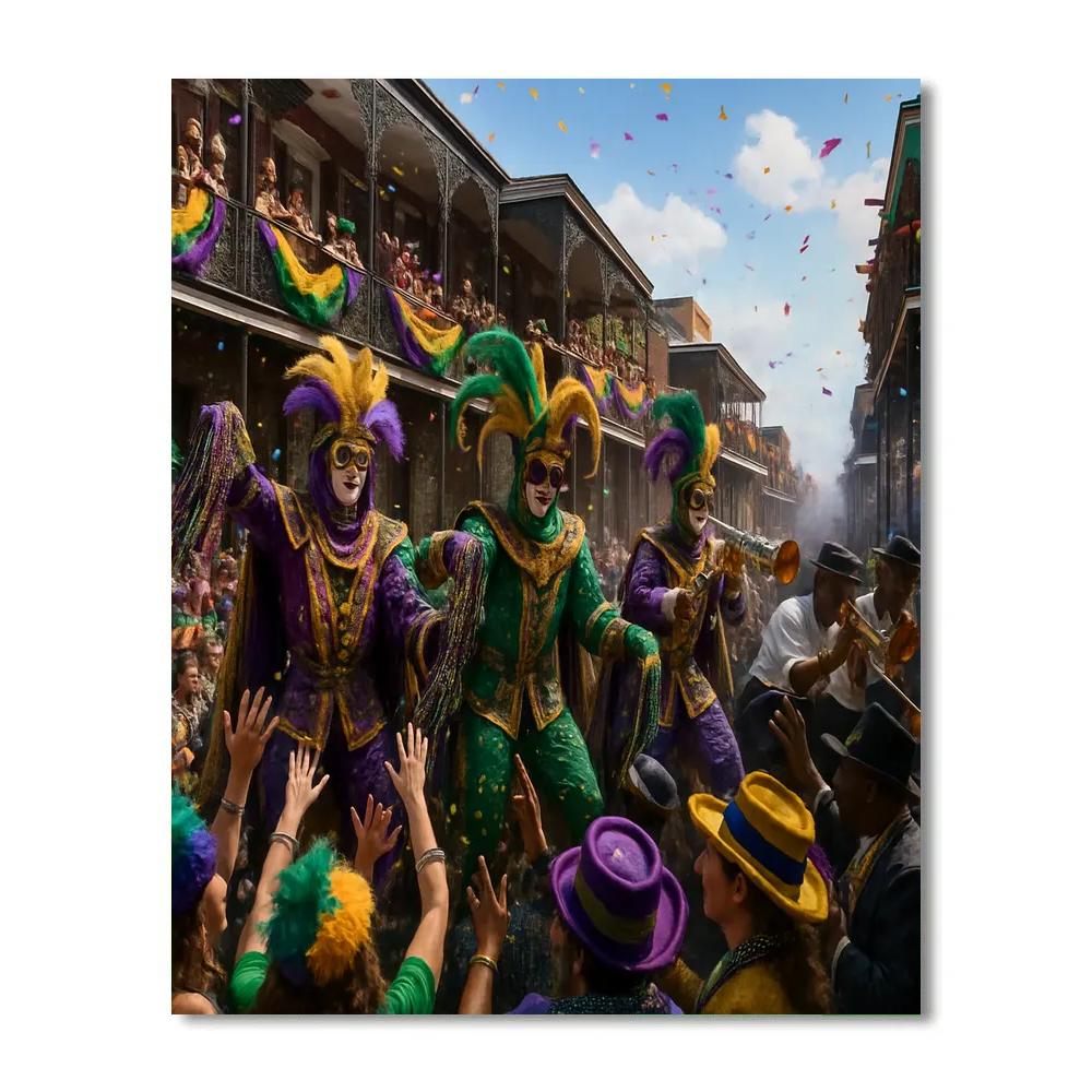 New Orleans Mardi Gras Parade Excitement paint by color