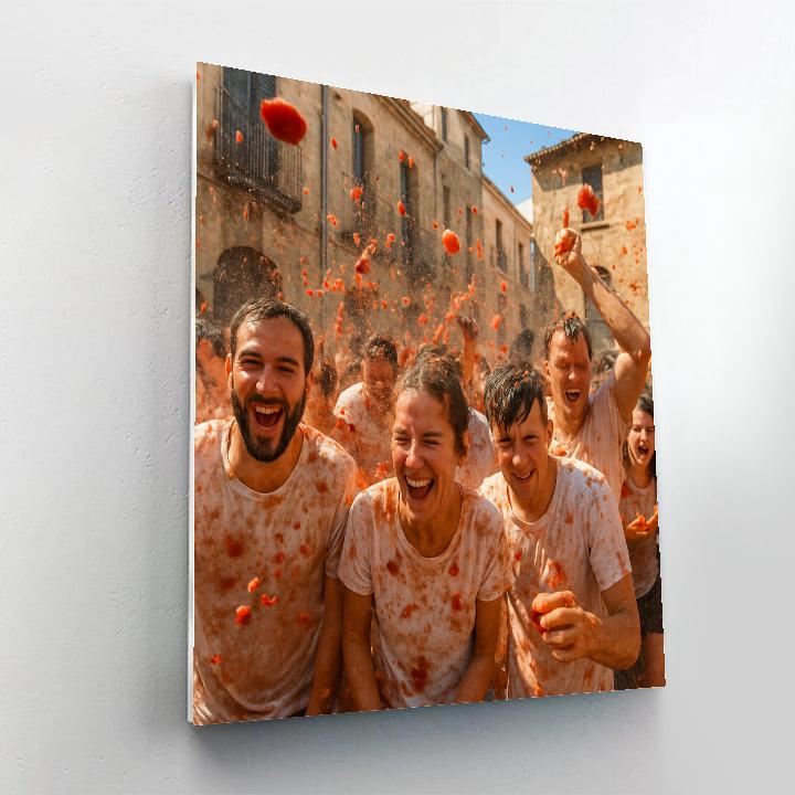 Spanish La Tomatina Tomato Fight Painting by numbers kit