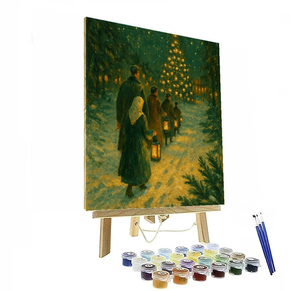 Pine Lantern Procession Paint by numbers art