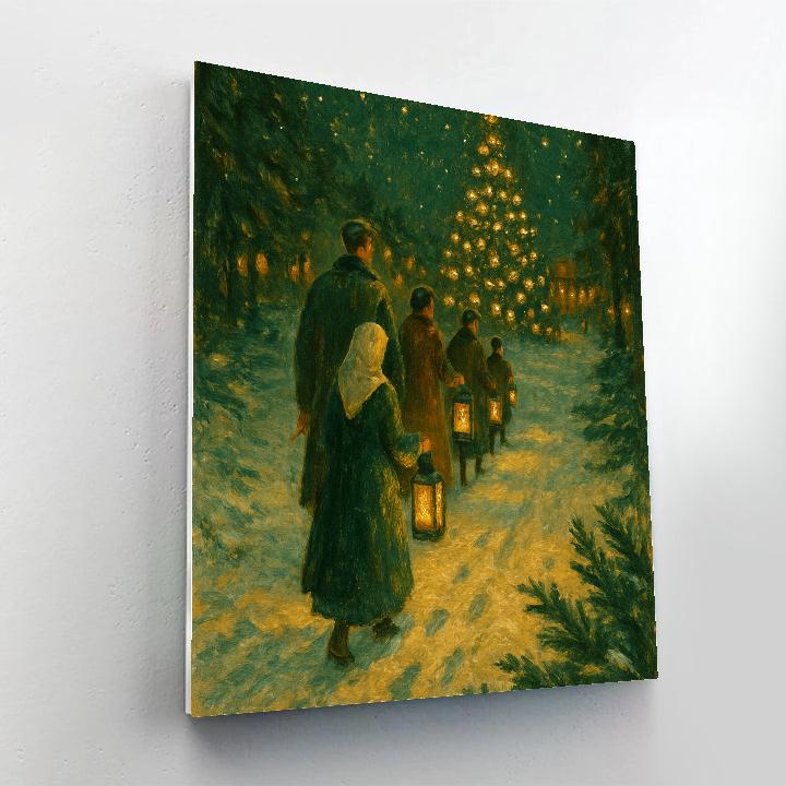 Pine Lantern Procession Paint by numbers art
