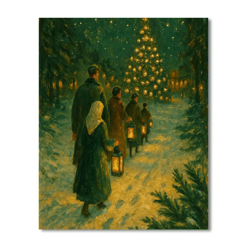 Pine Lantern Procession Paint by numbers art