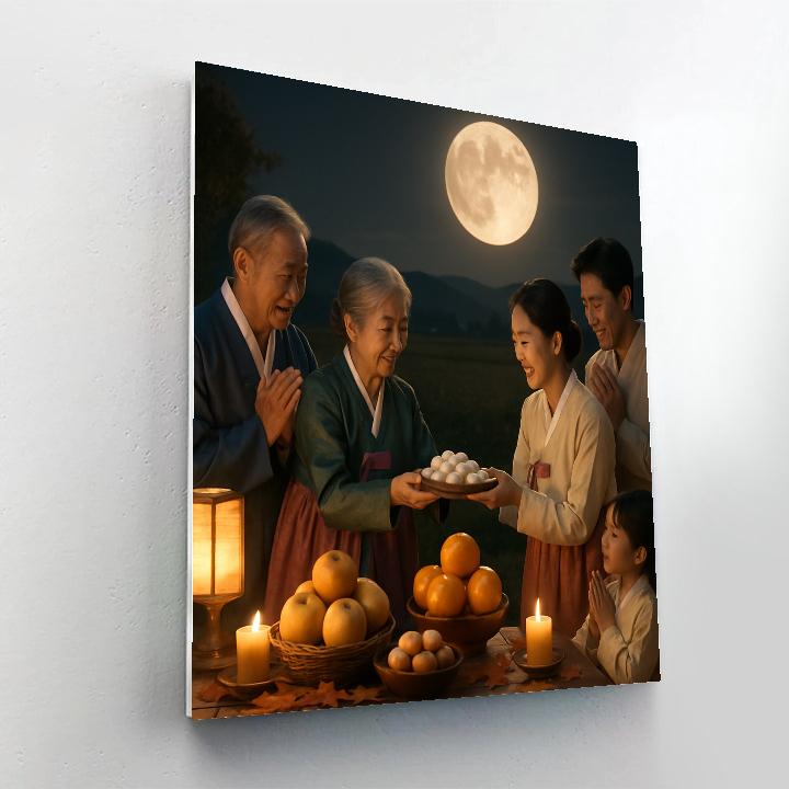 South Korean Chuseok Harvest Moon Festivity paint by number