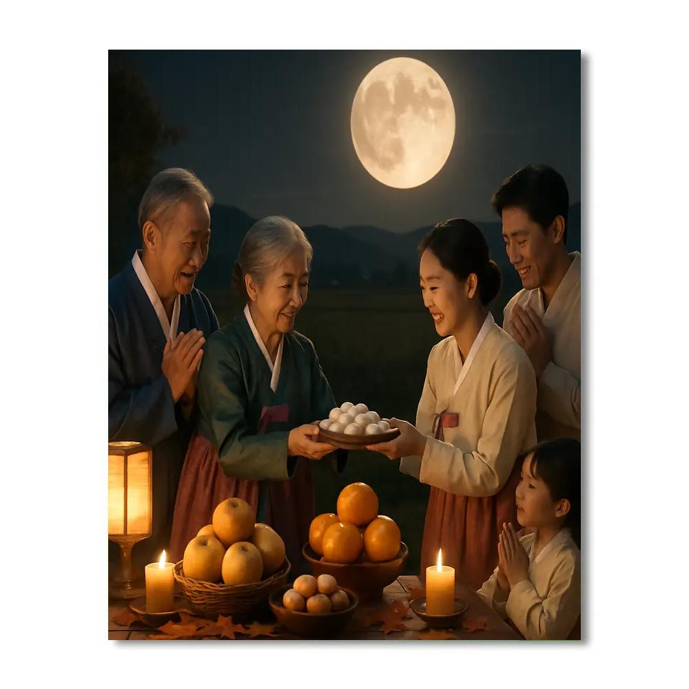South Korean Chuseok Harvest Moon Festivity paint by number