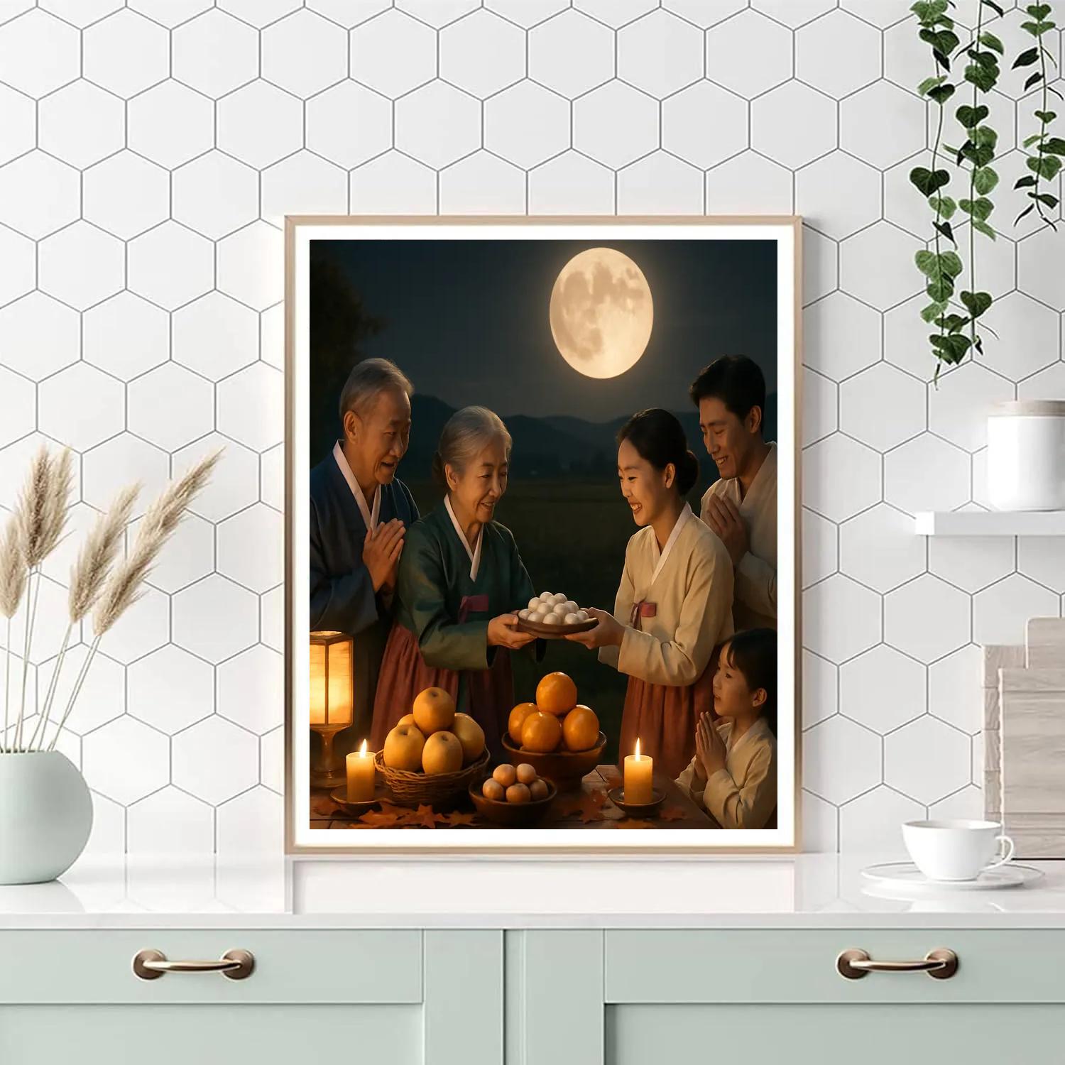 South Korean Chuseok Harvest Moon Festivity paint by number