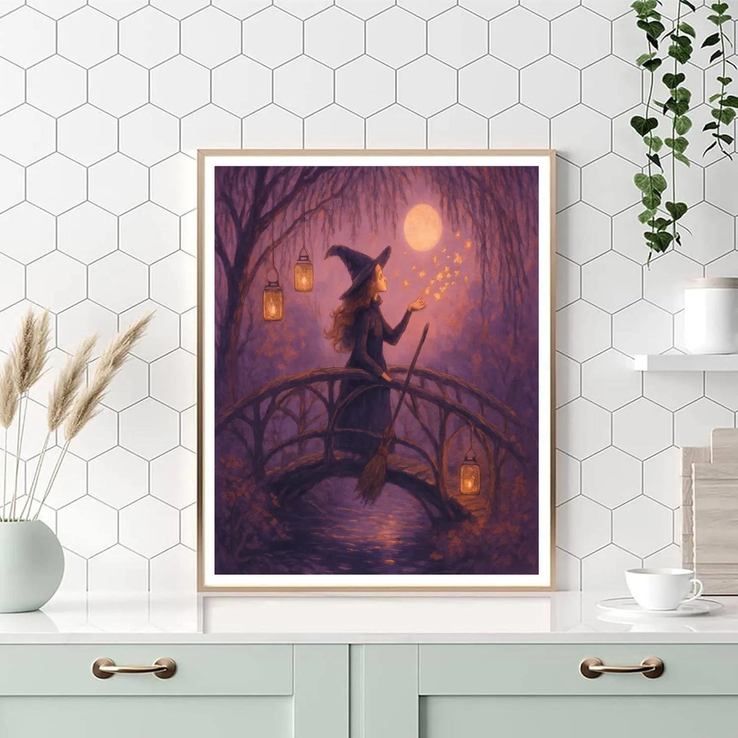 The Willow Witch Bridge Number painting
